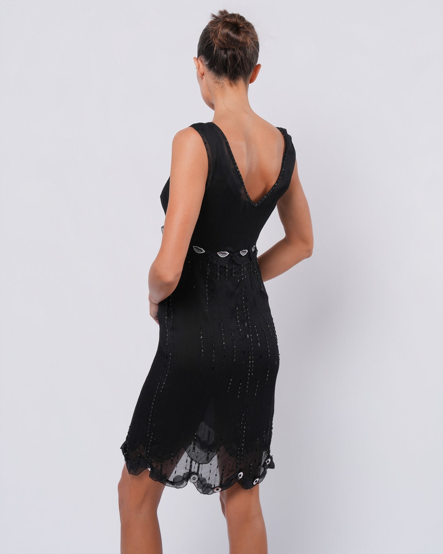 SS 2000 Silk Embroidered Dress with Lip Motif