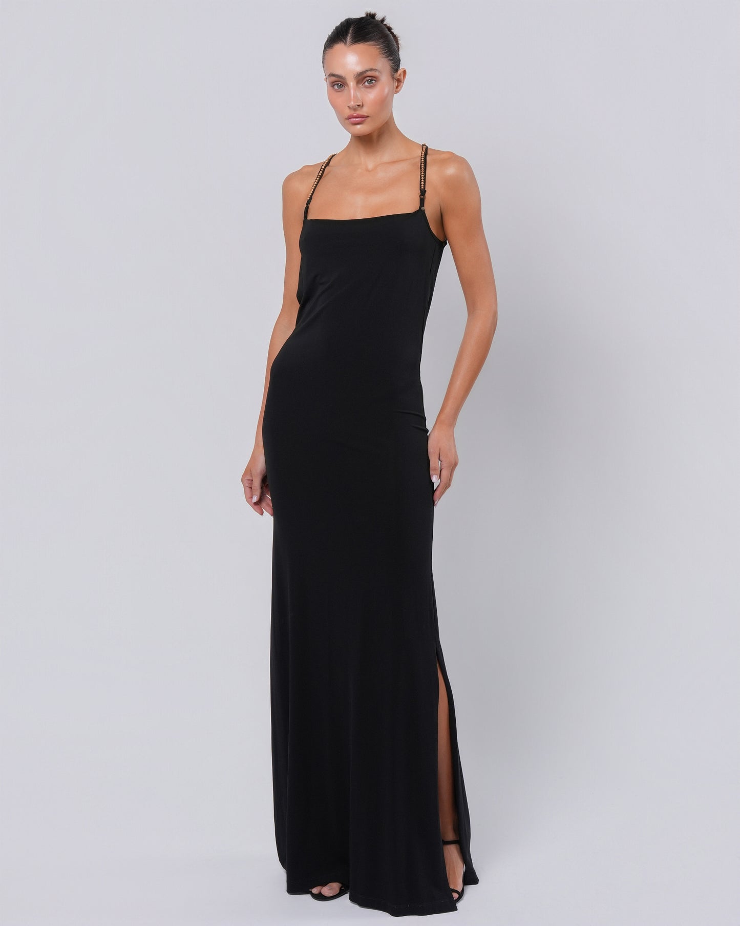 Backless Gown with Bead Detail
