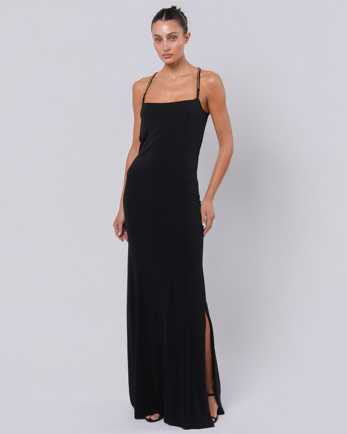 Backless Gown with Bead Detail