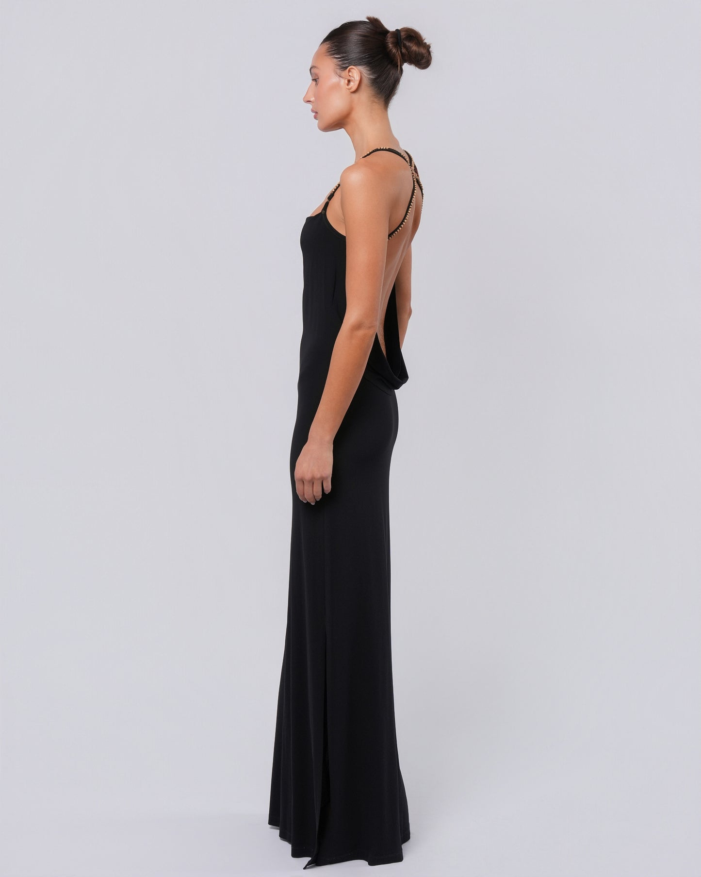 Backless Gown with Bead Detail