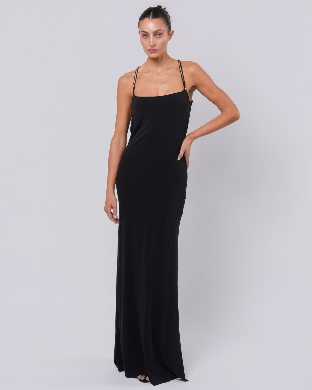 Backless Gown with Bead Detail
