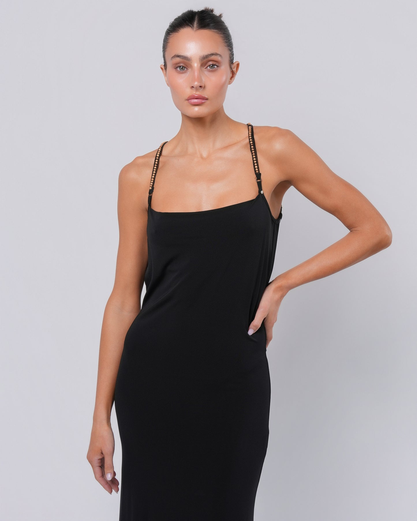 Backless Gown with Bead Detail