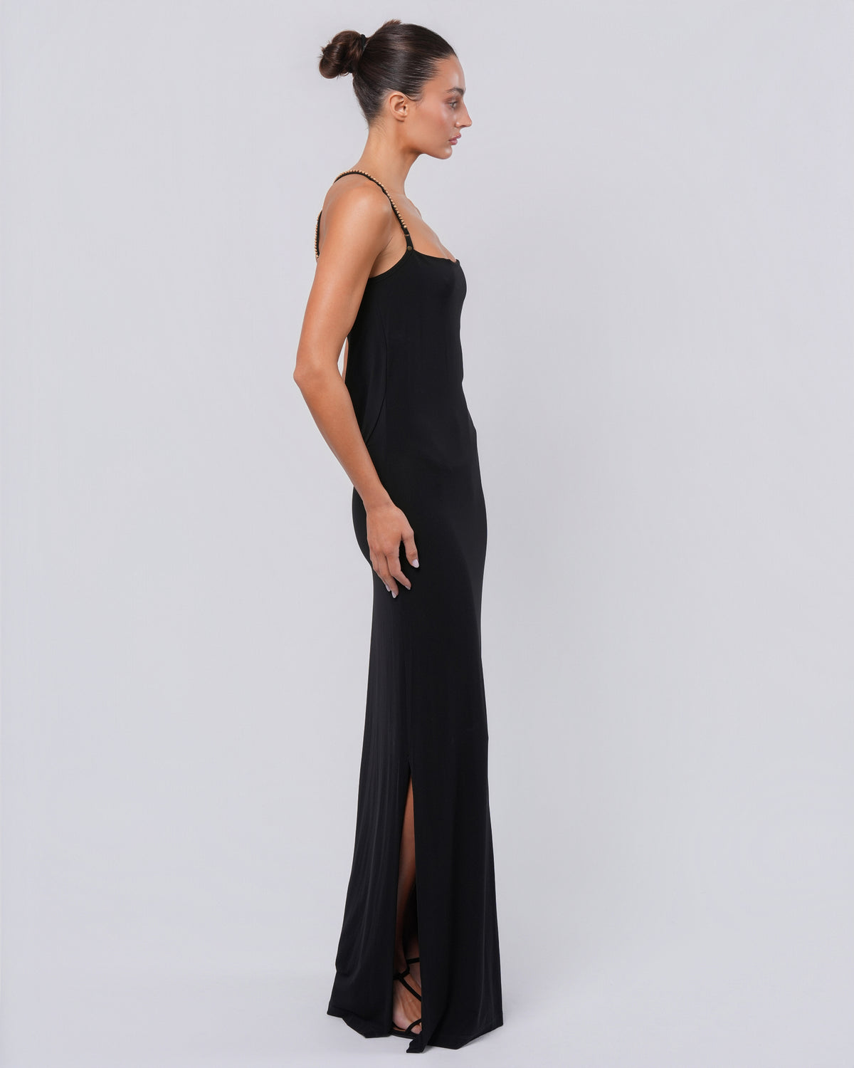Backless Gown with Bead Detail