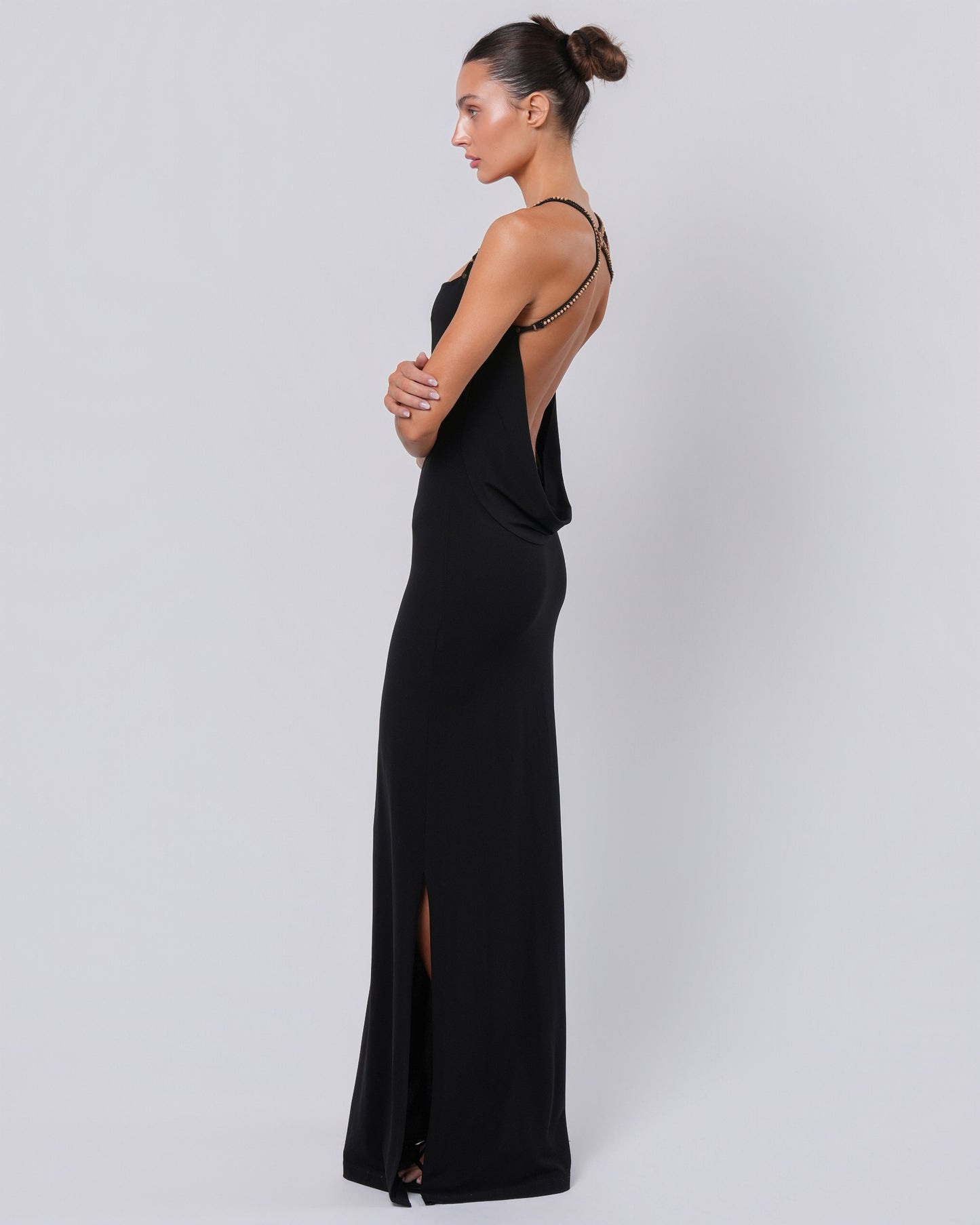 Backless Gown with Bead Detail