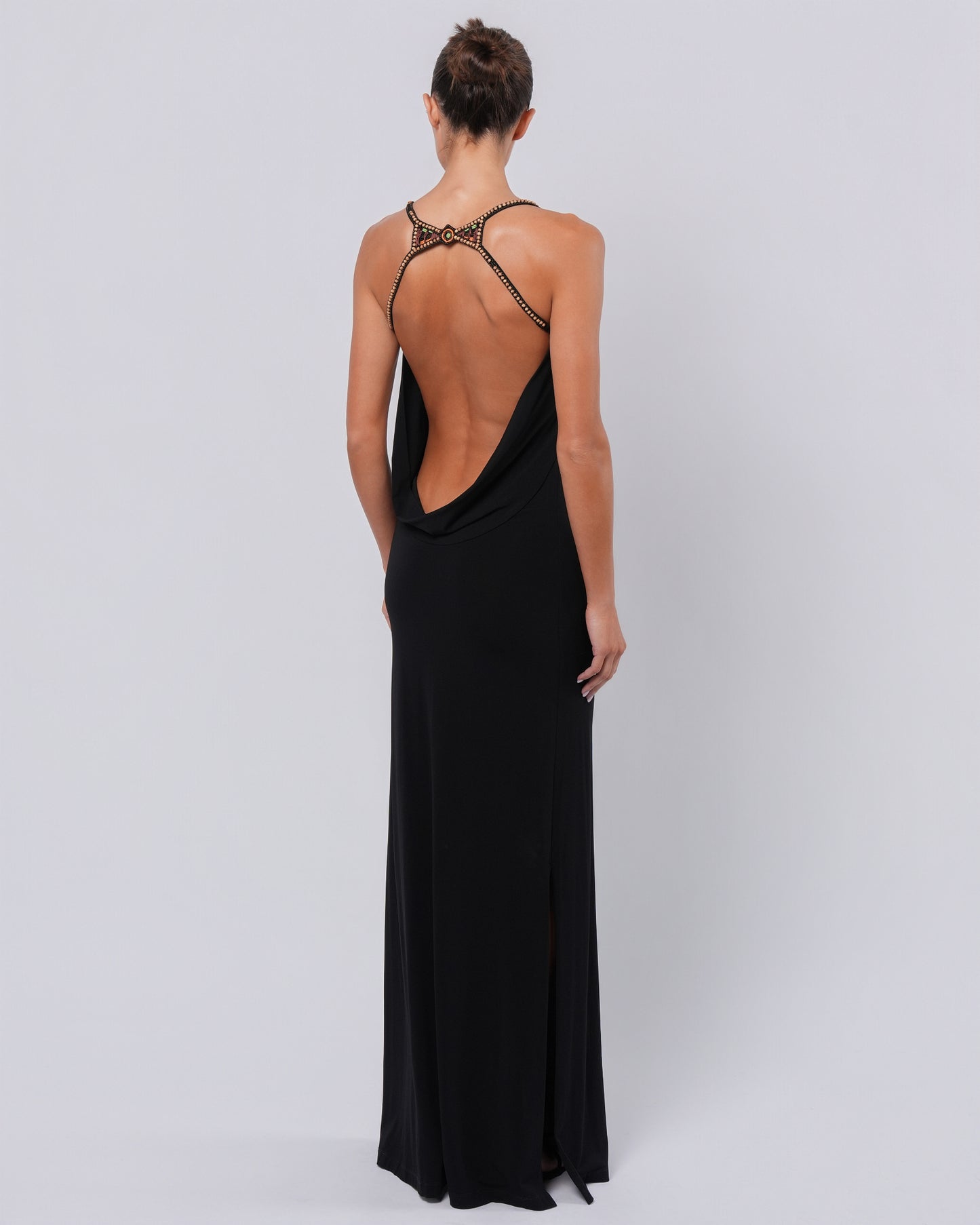 Backless Gown with Bead Detail
