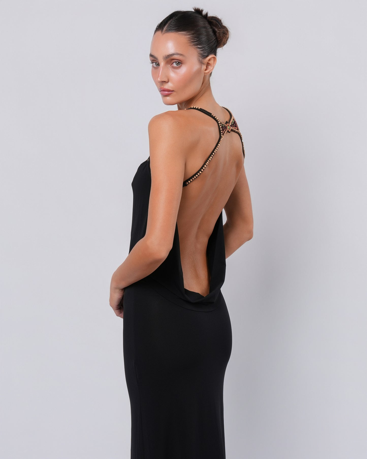 Backless Gown with Bead Detail