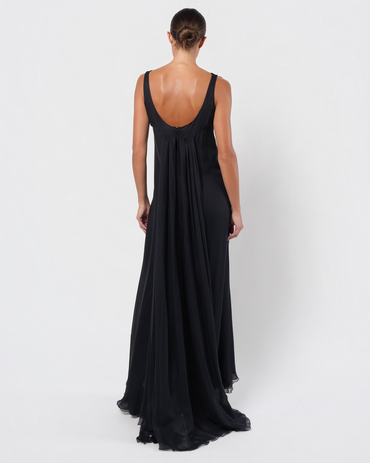 2000s Silk Gown With Watteau Cape