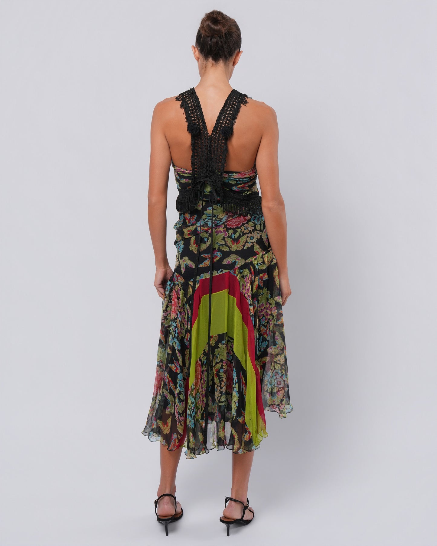 FW 2002 Runway Esquimeau Printed Bias Cut Silk Dress