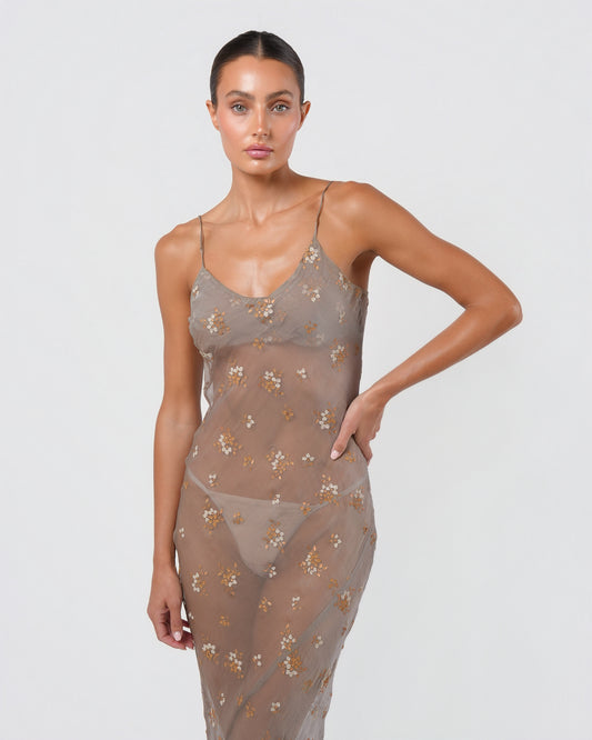 c. 1997 Embroidered Sheer Dress
