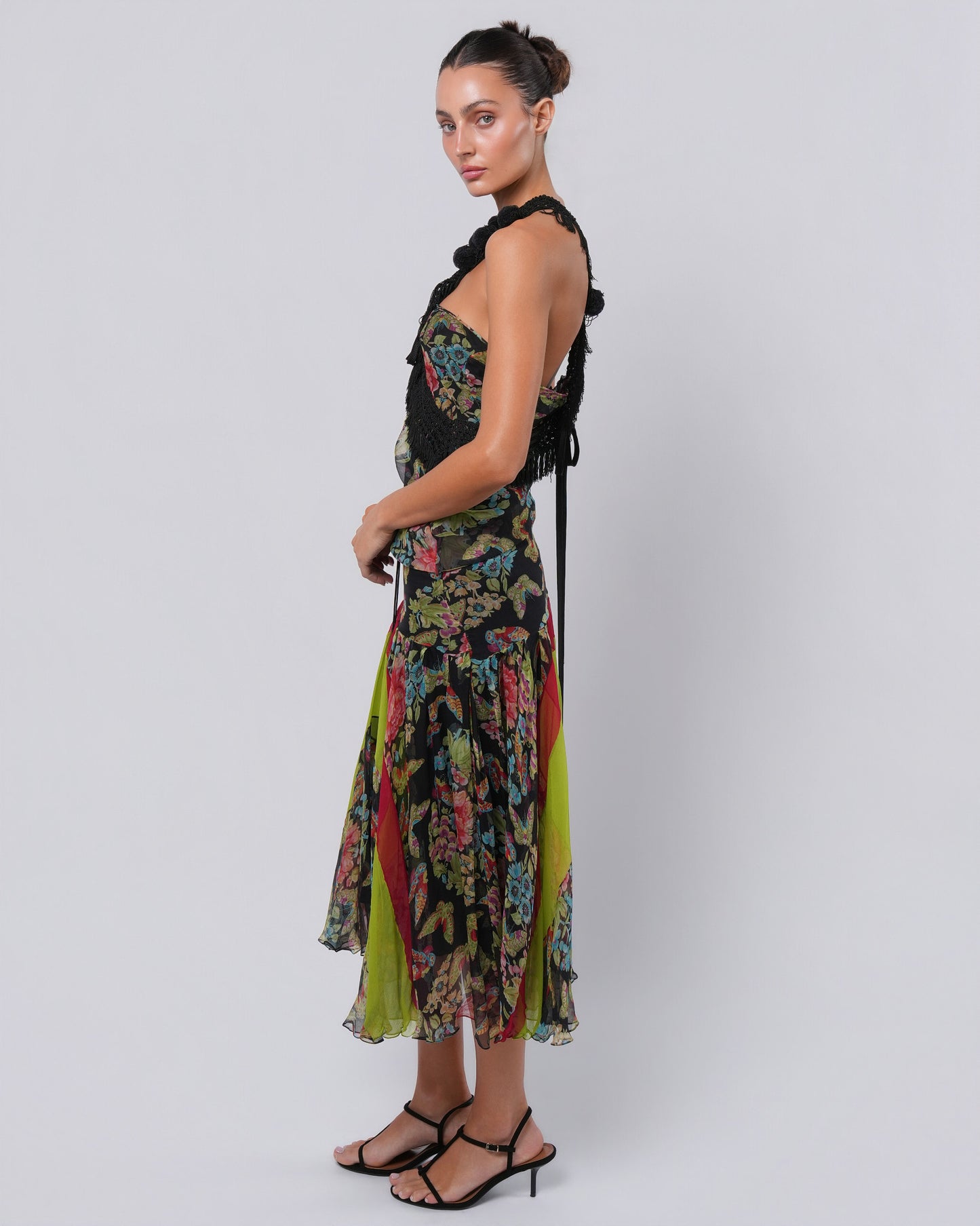 FW 2002 Runway Esquimeau Printed Bias Cut Silk Dress