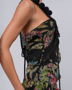 FW 2002 Runway Esquimeau Printed Bias Cut Silk Dress