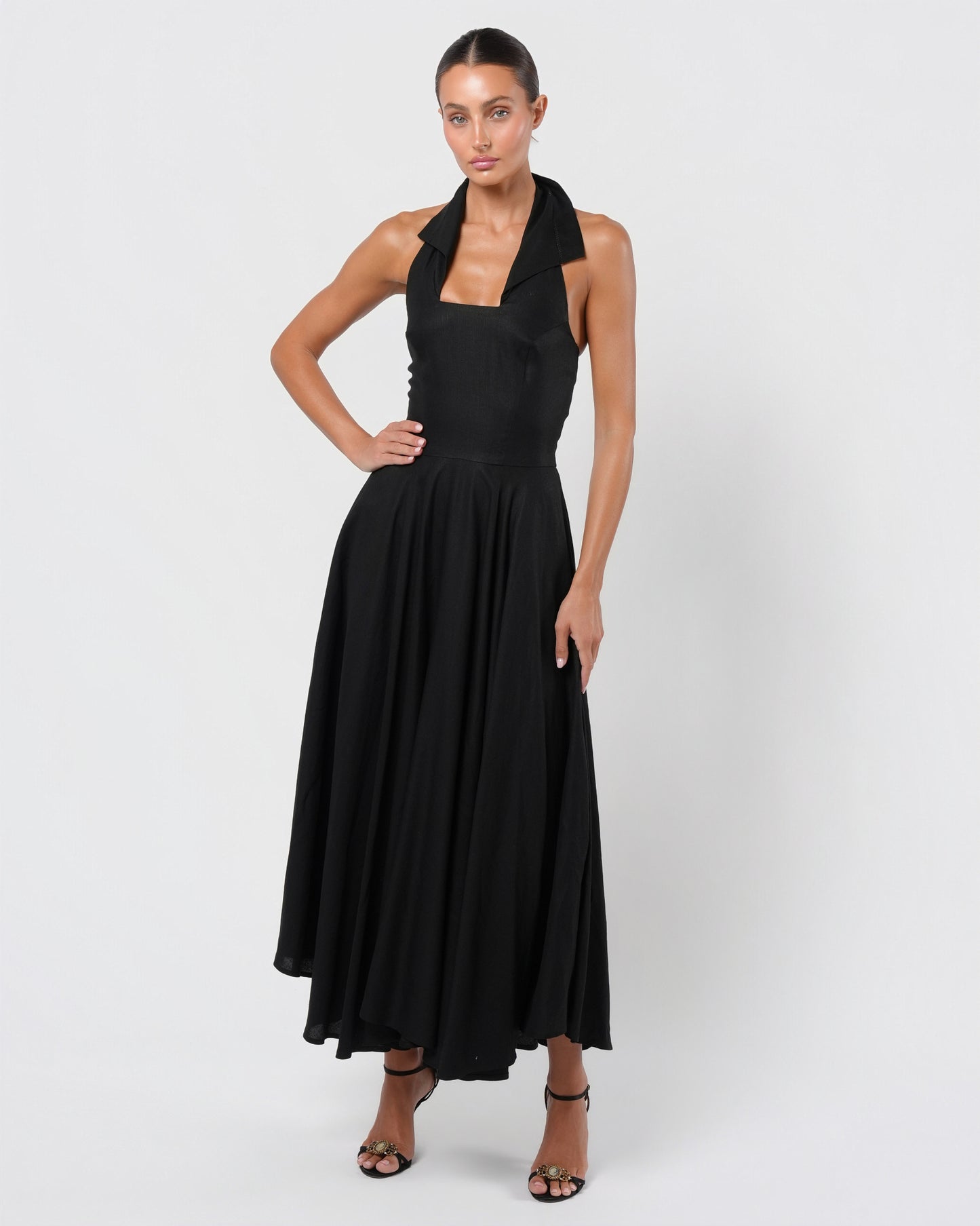 Flower Button Detailed Dress