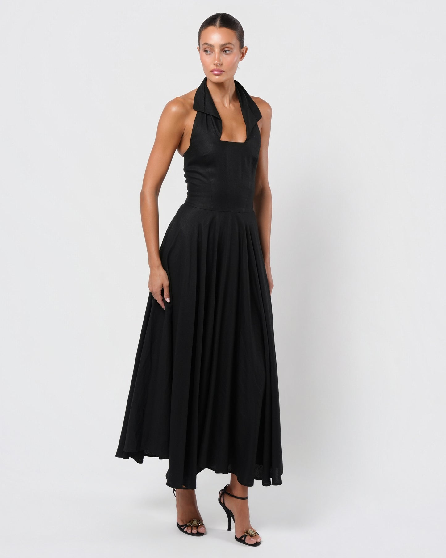Flower Button Detailed Dress