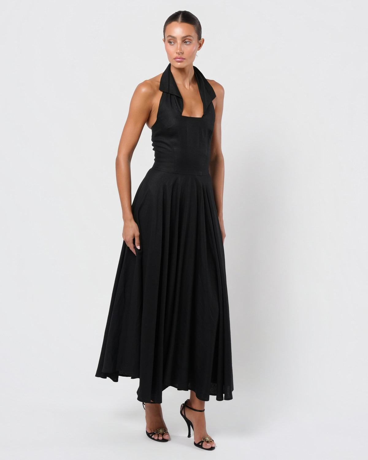 Flower Button Detailed Dress