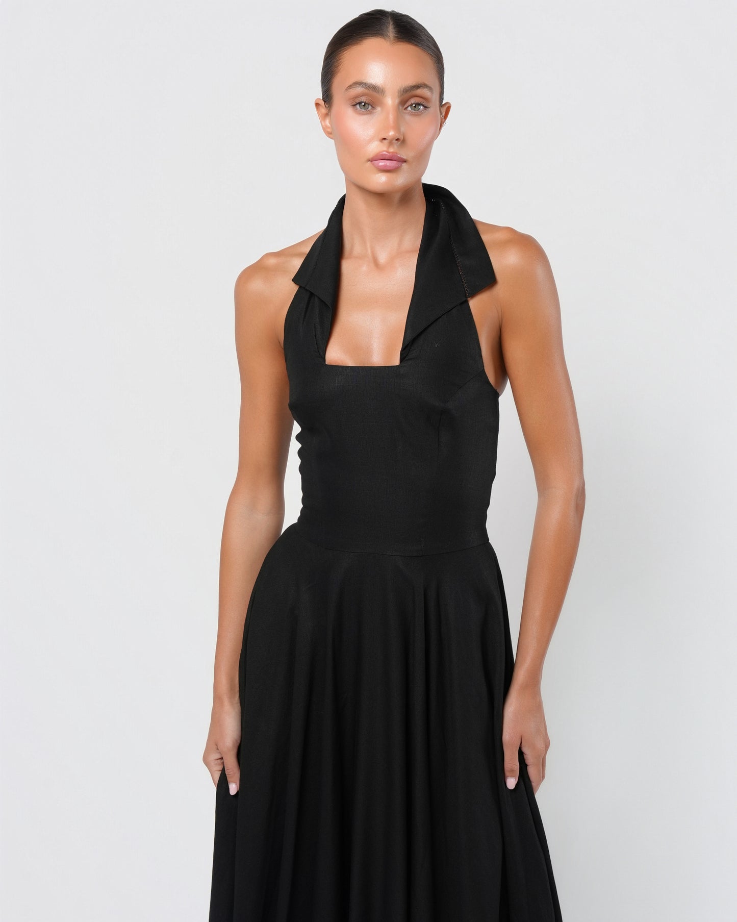 Flower Button Detailed Dress