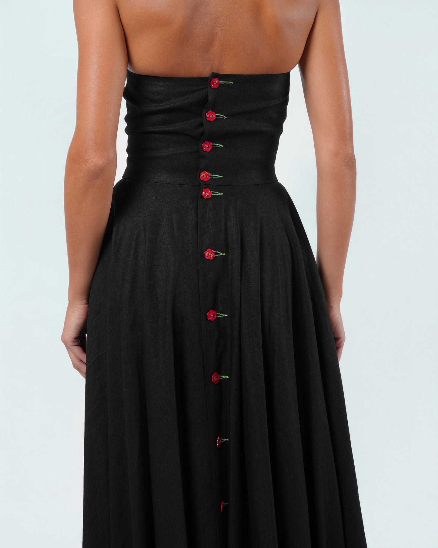 Flower Button Detailed Dress