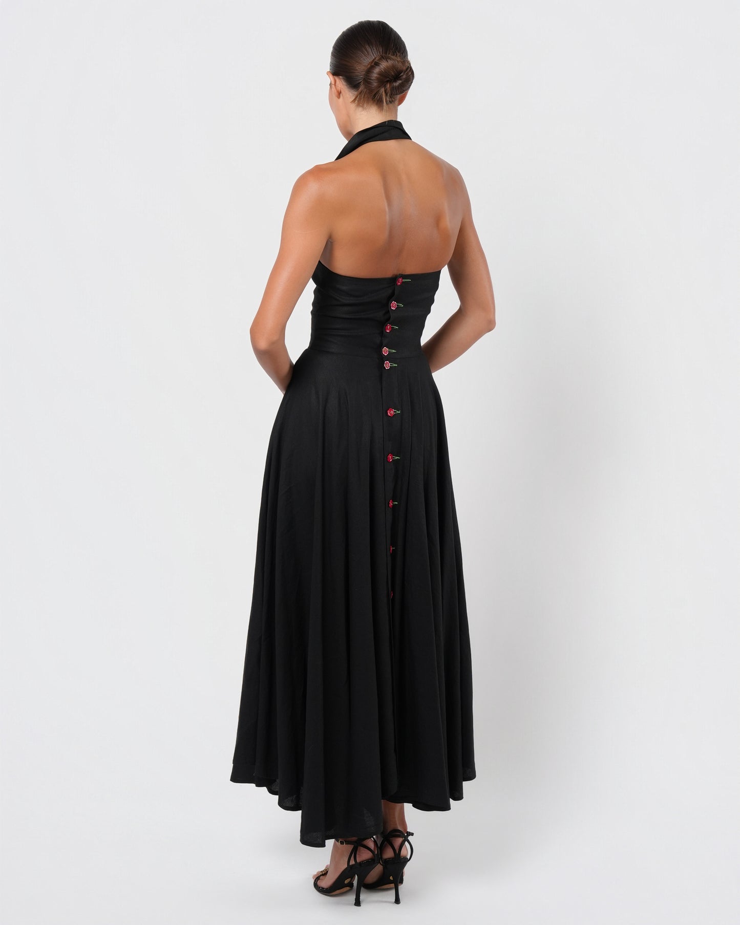 Flower Button Detailed Dress