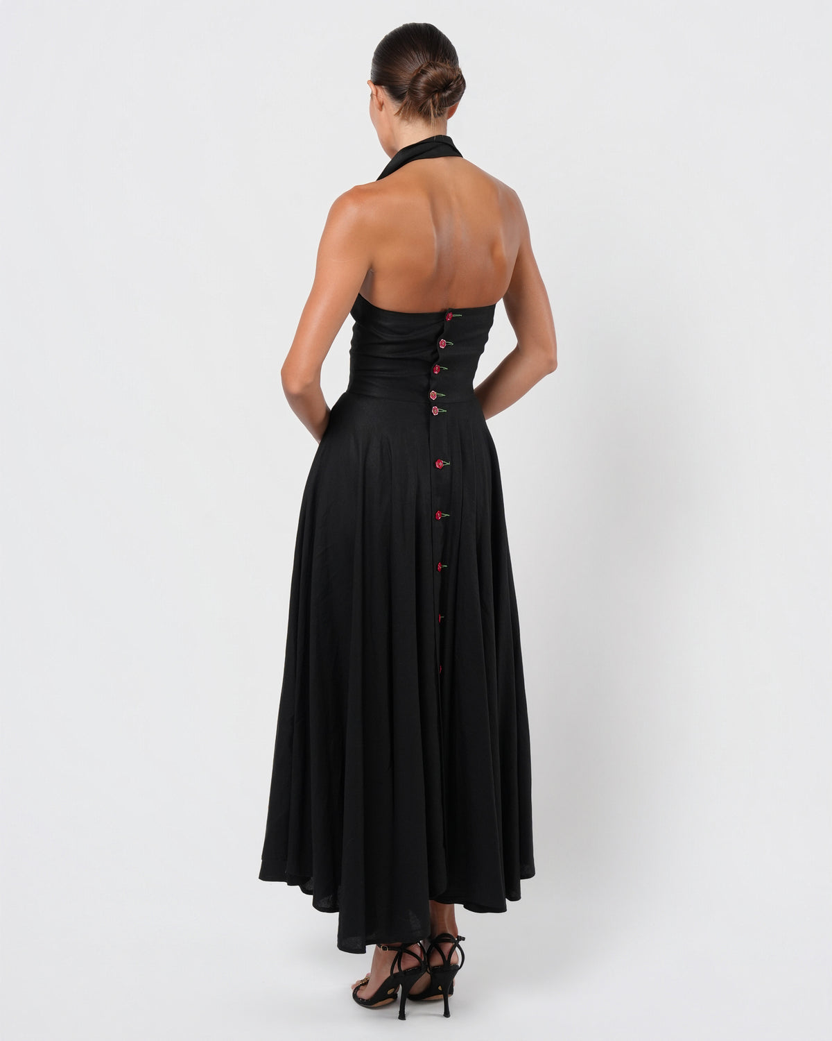 Flower Button Detailed Dress