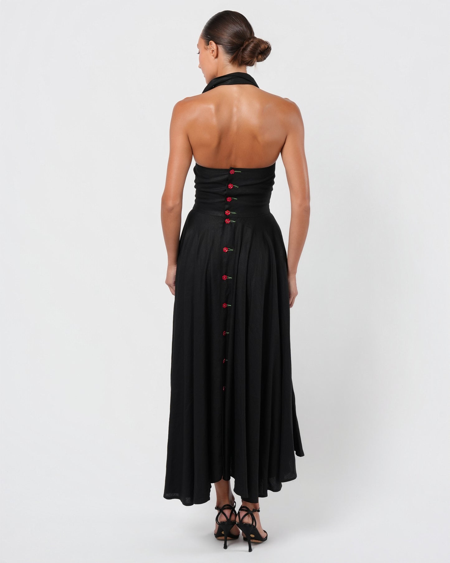 Flower Button Detailed Dress