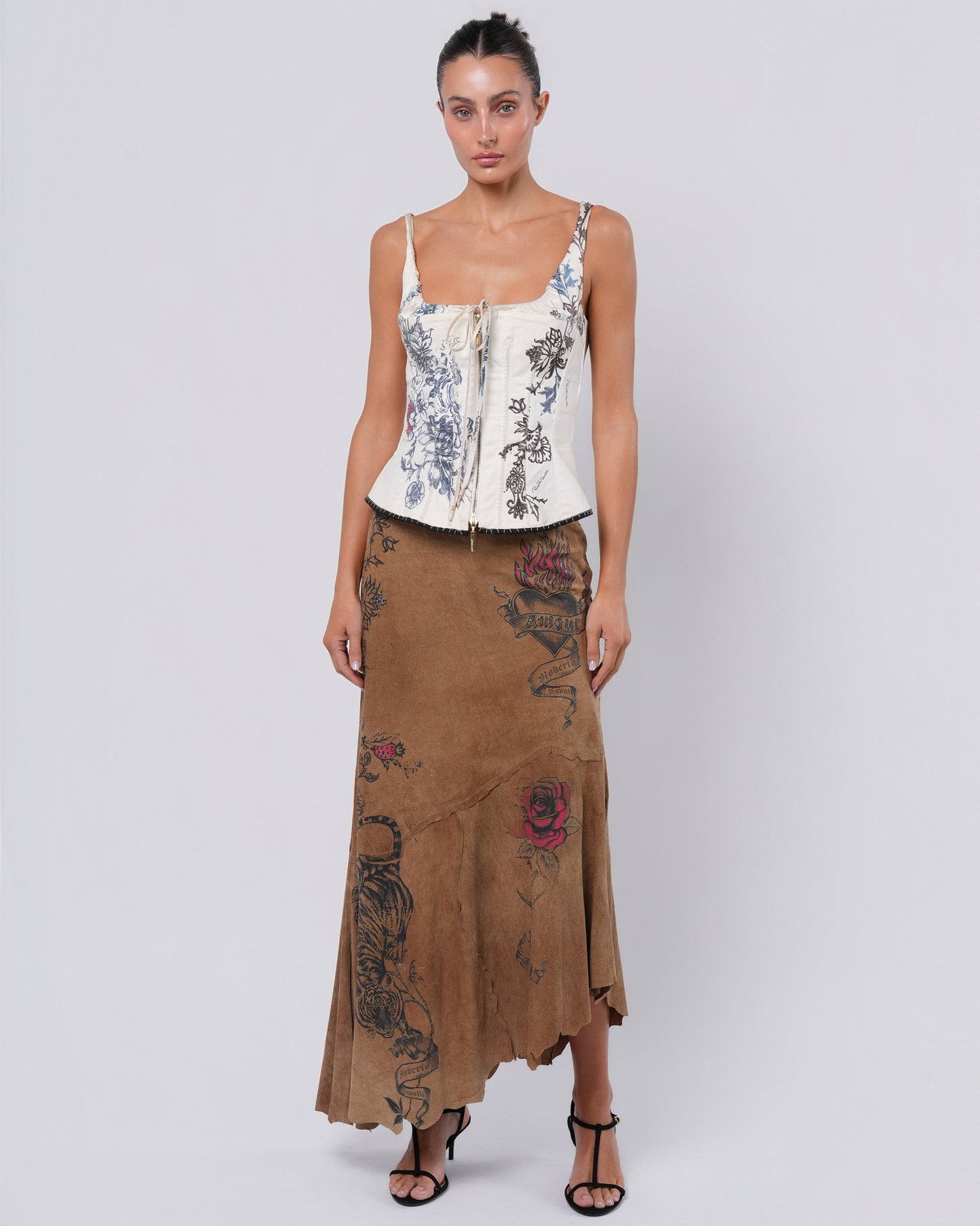 SS 2003 Tattoo Print Suede Skirt