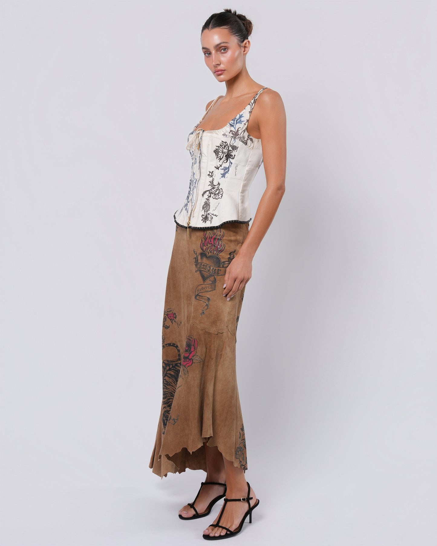 SS 2003 Tattoo Print Suede Skirt