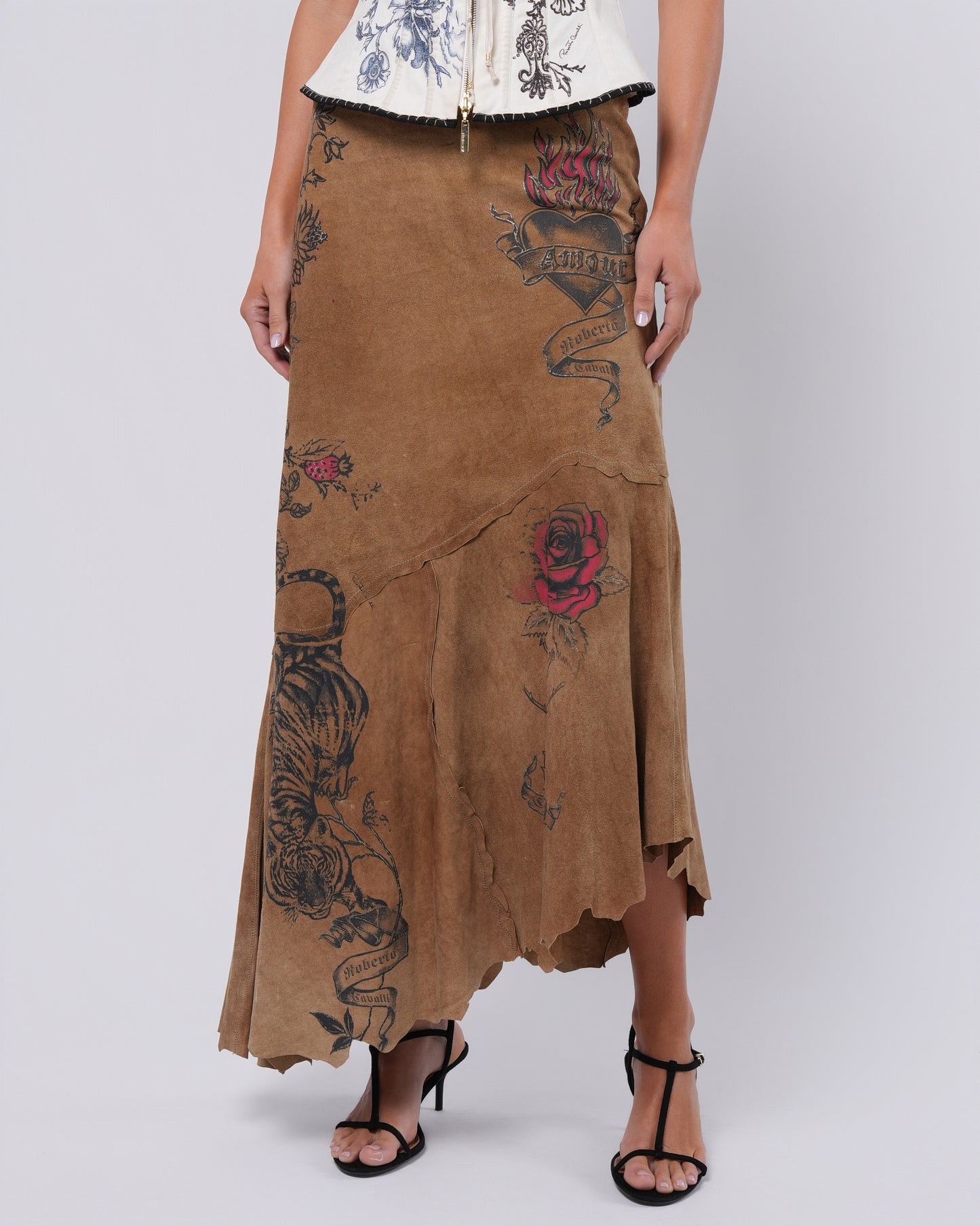SS 2003 Tattoo Print Suede Skirt