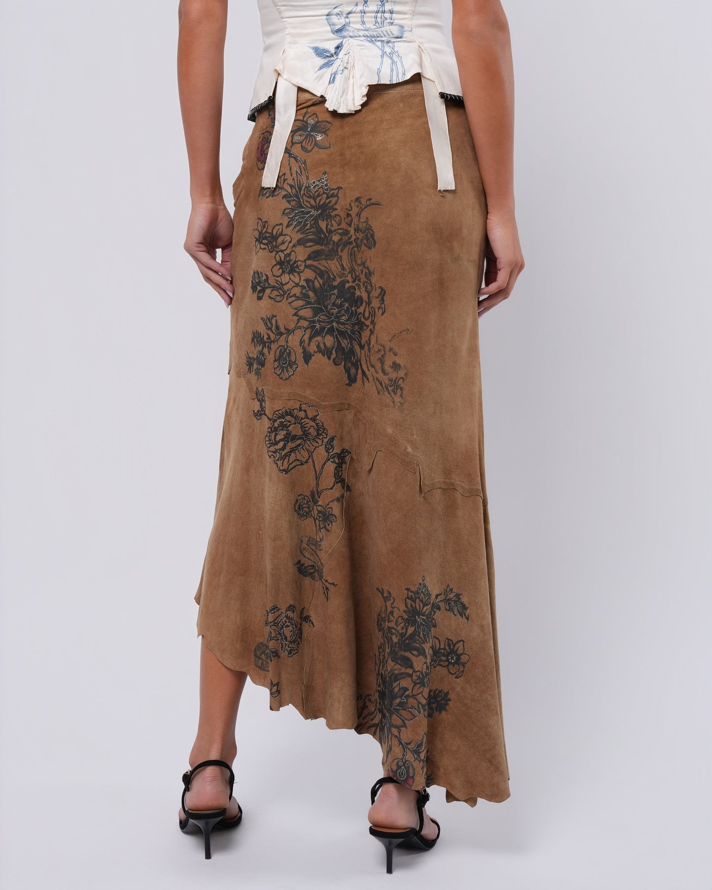 SS 2003 Tattoo Print Suede Skirt