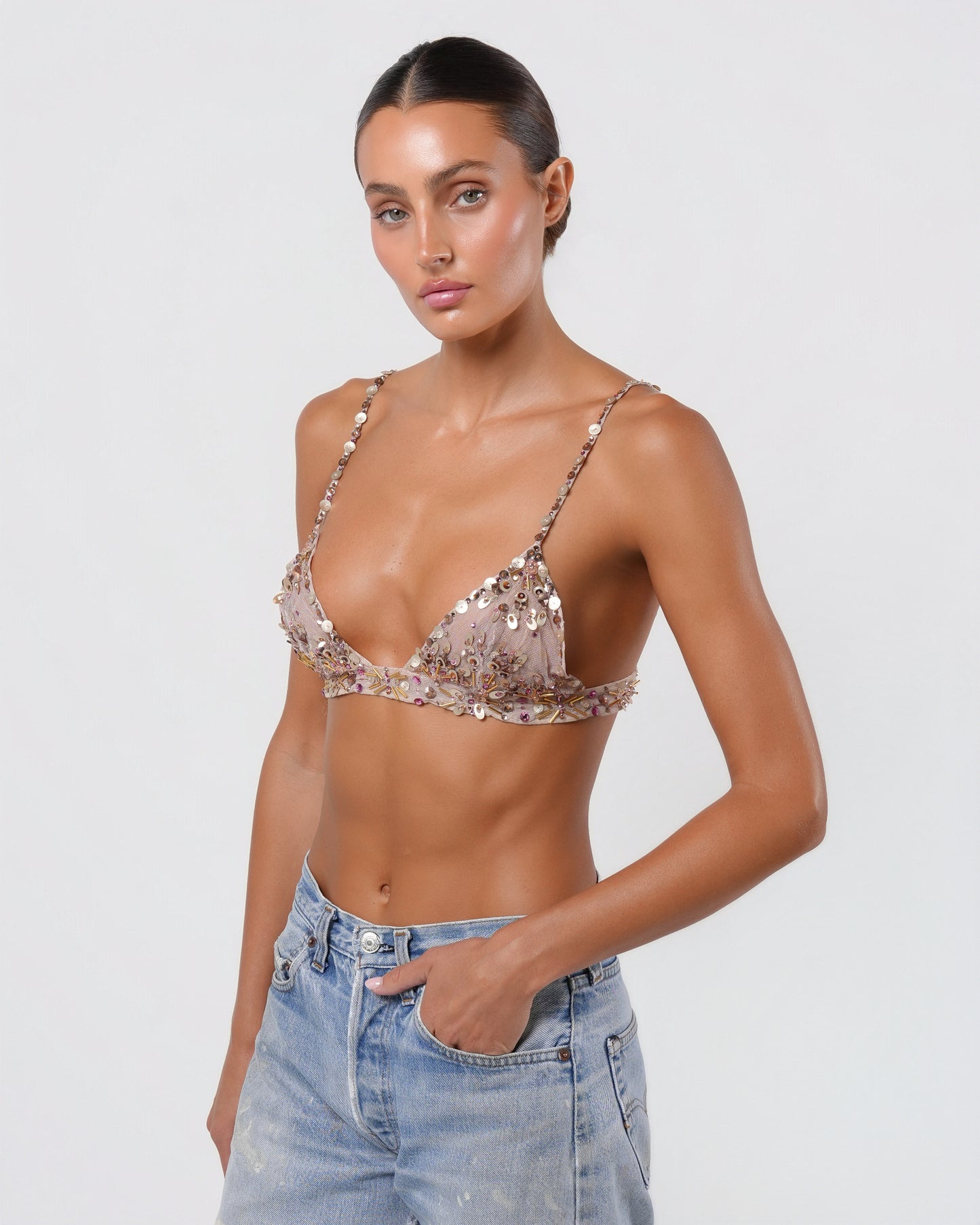 Bead Embellished Bra Top