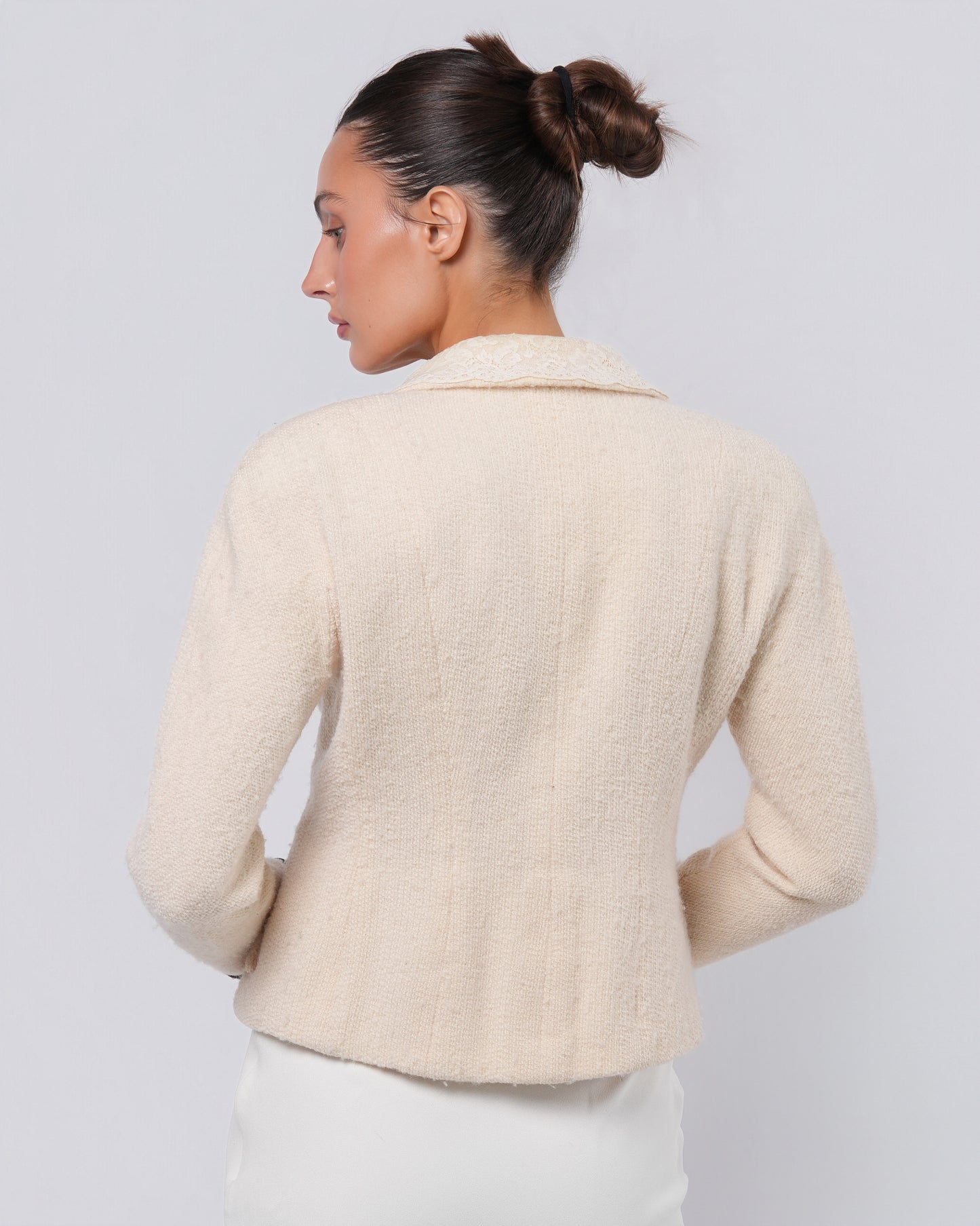 SS 1998 Lace Trimmed Cameo Button Runway Jacket