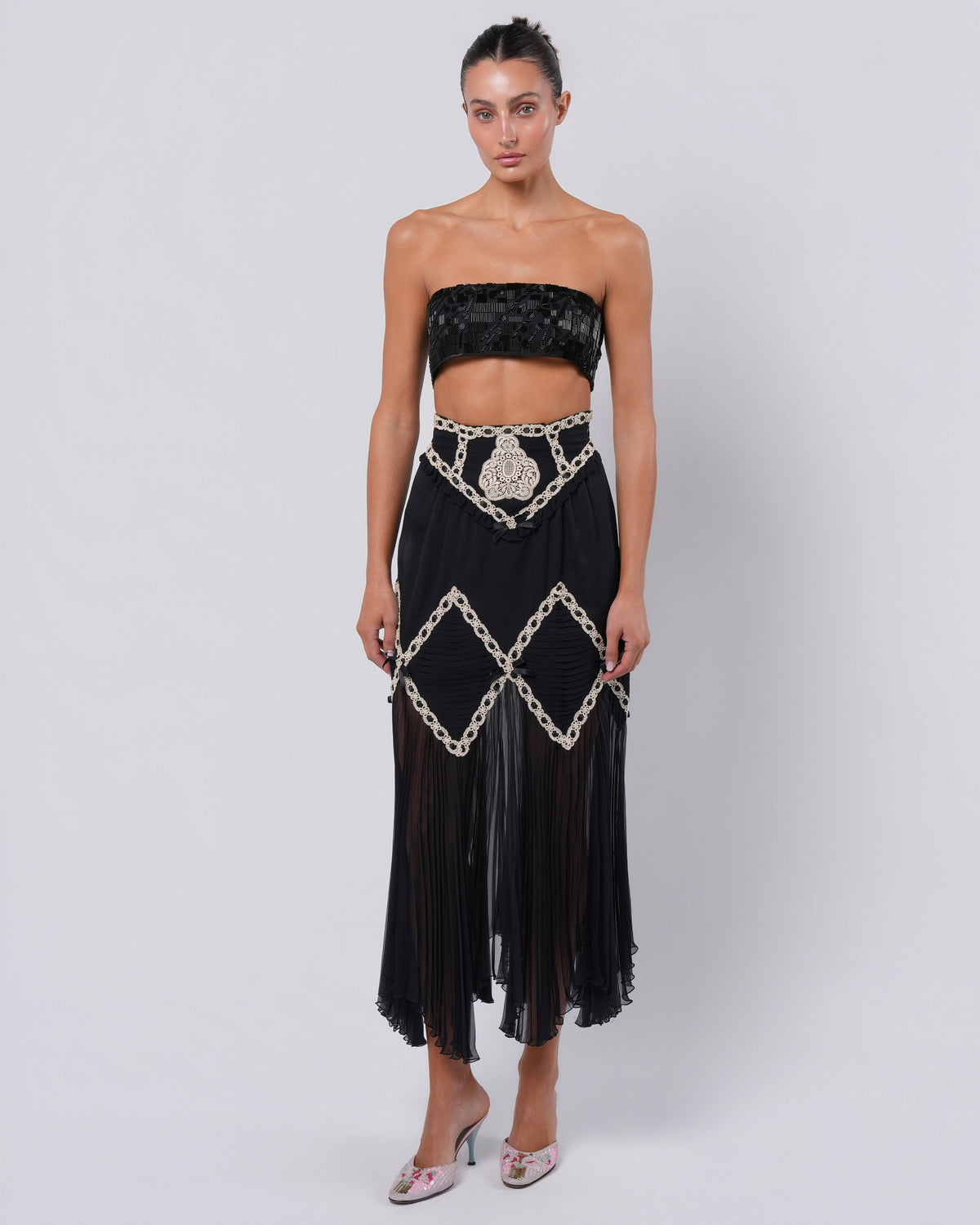 1990s Lace Detail Skirt