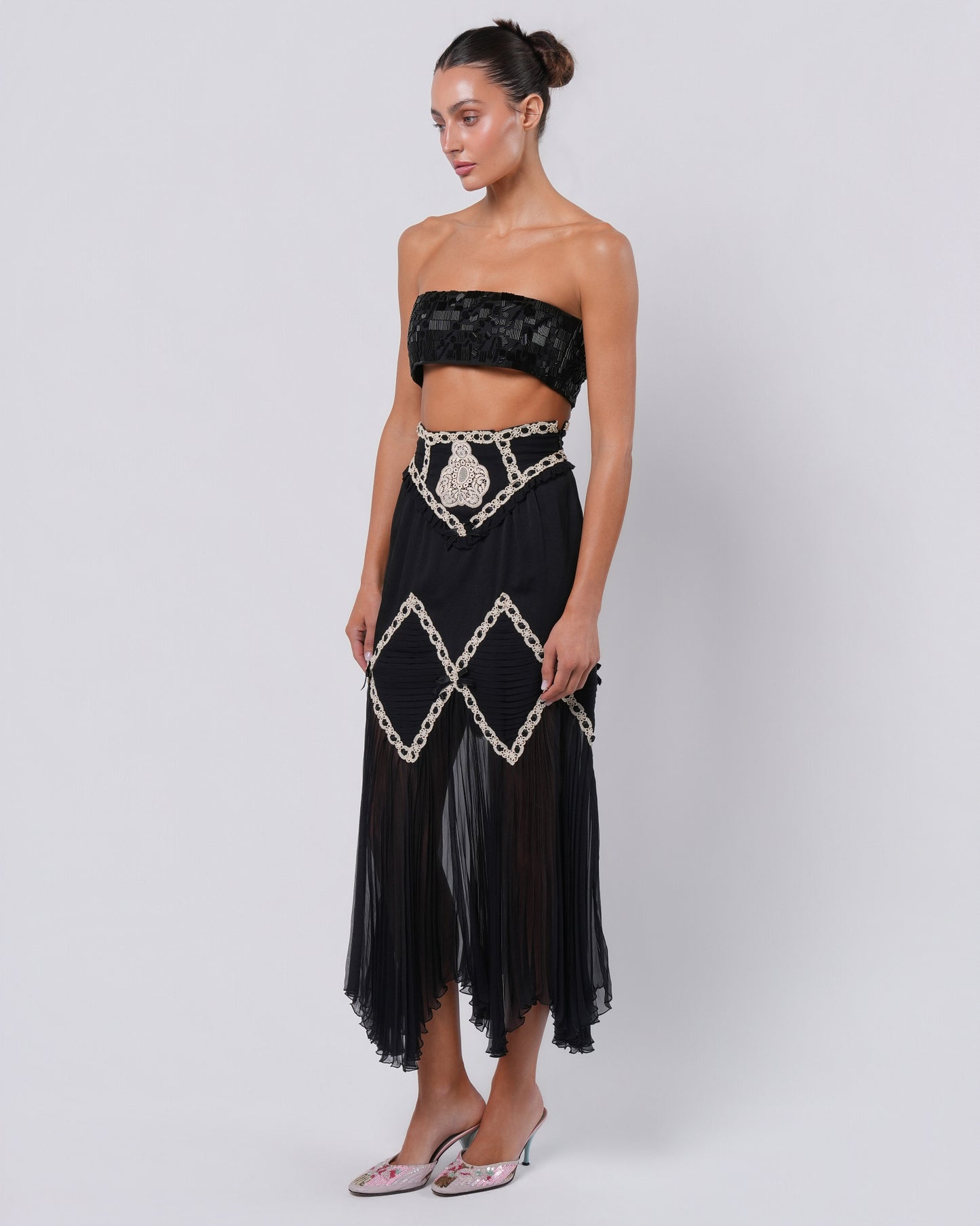 1990s Lace Detail Skirt