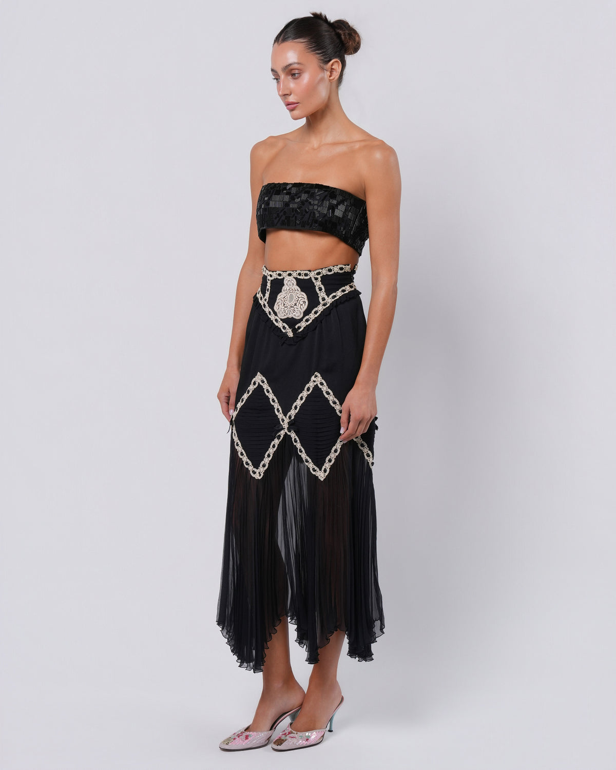 1990s Lace Detail Skirt