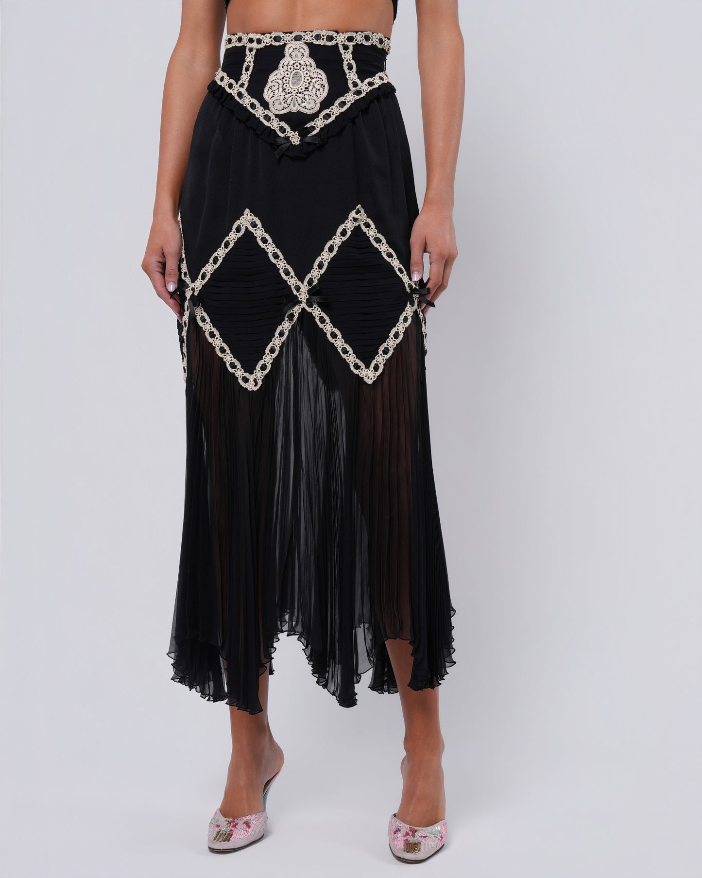 1990s Lace Detail Skirt