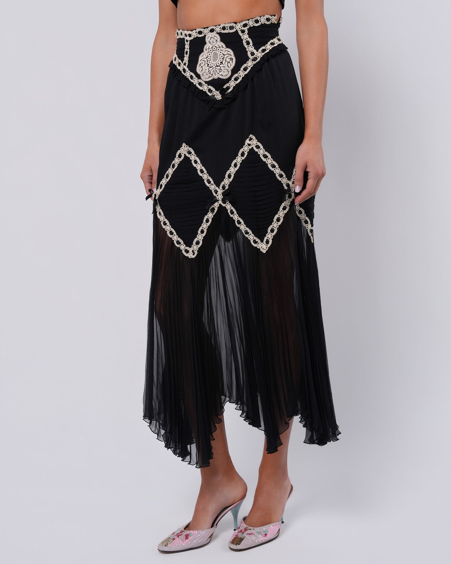 1990s Lace Detail Skirt