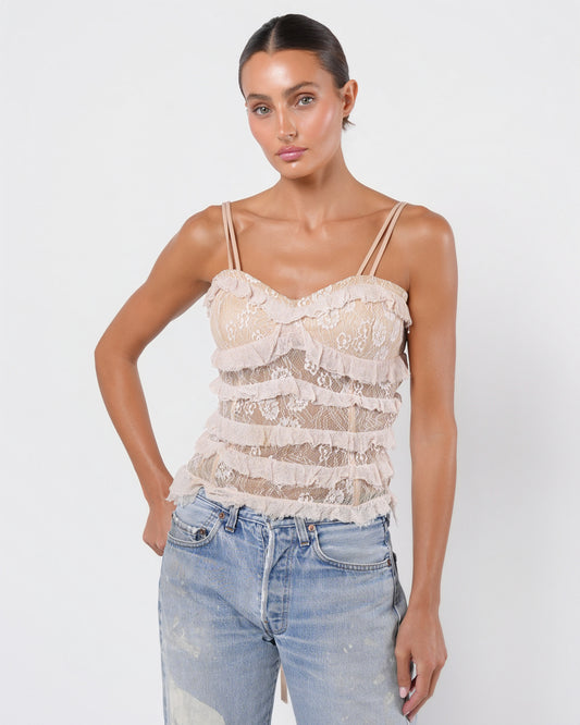 c. 2001 Lace Corseted Top