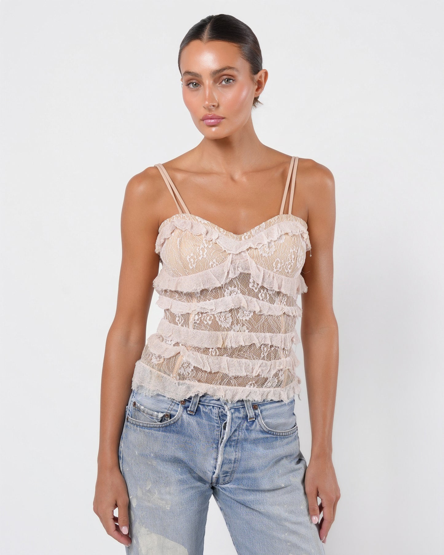 c. 2001 Lace Corseted Top