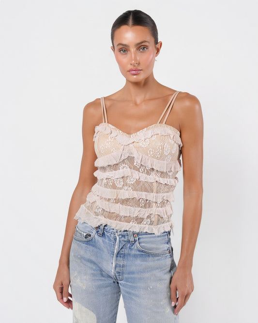 c. 2001 Lace Corseted Top