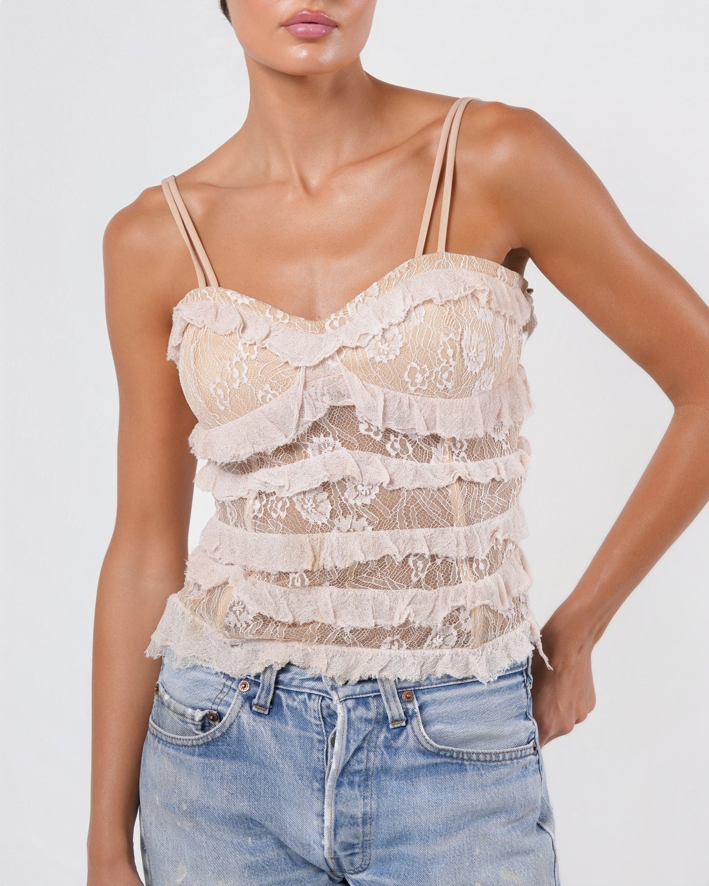 c. 2001 Lace Corseted Top