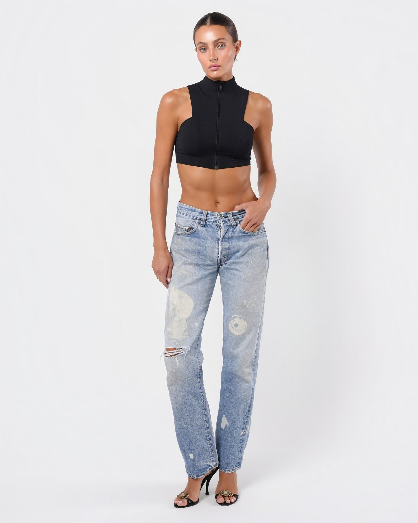 By Fayçal Amor Zip Up High Neck Top