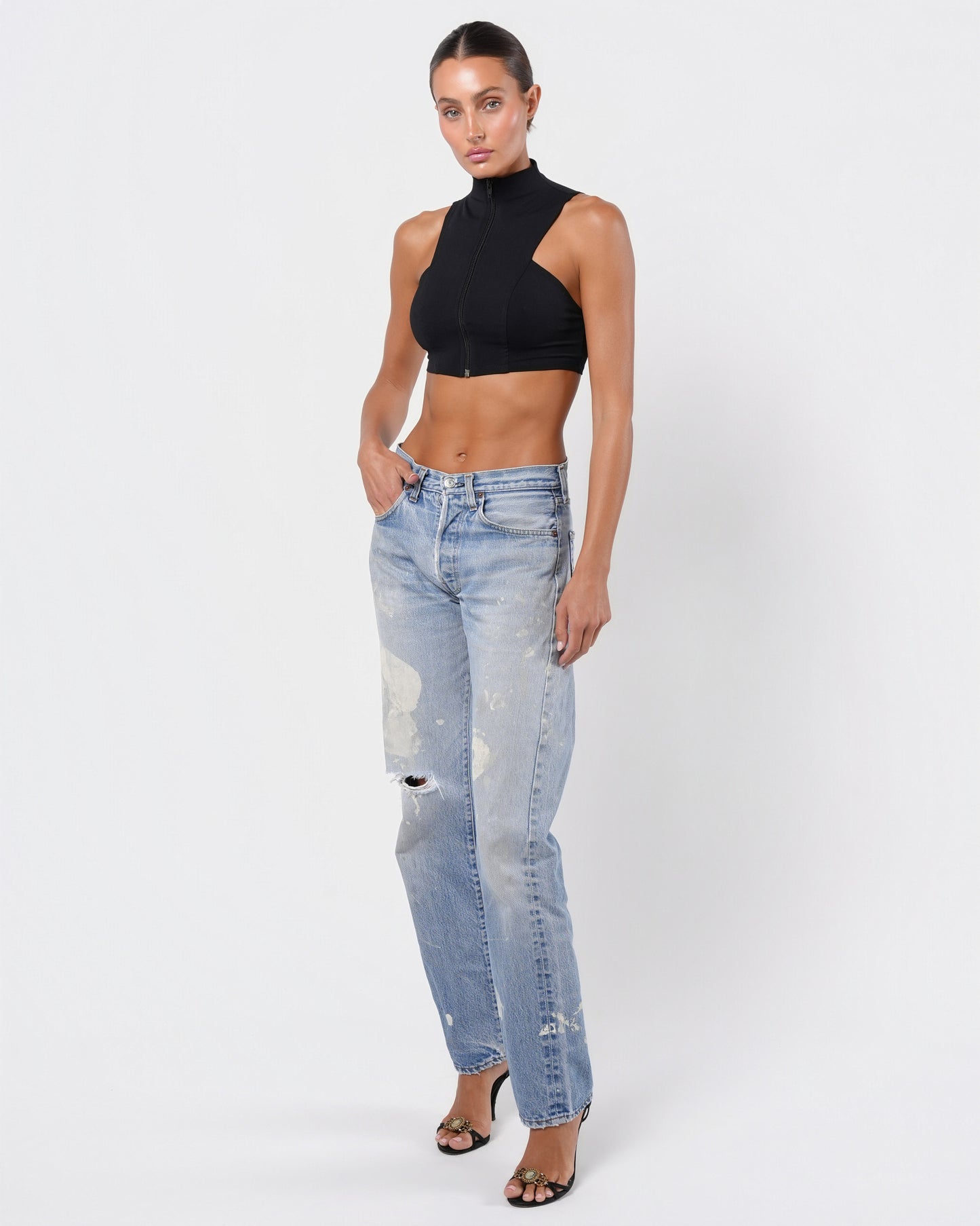 By Fayçal Amor Zip Up High Neck Top