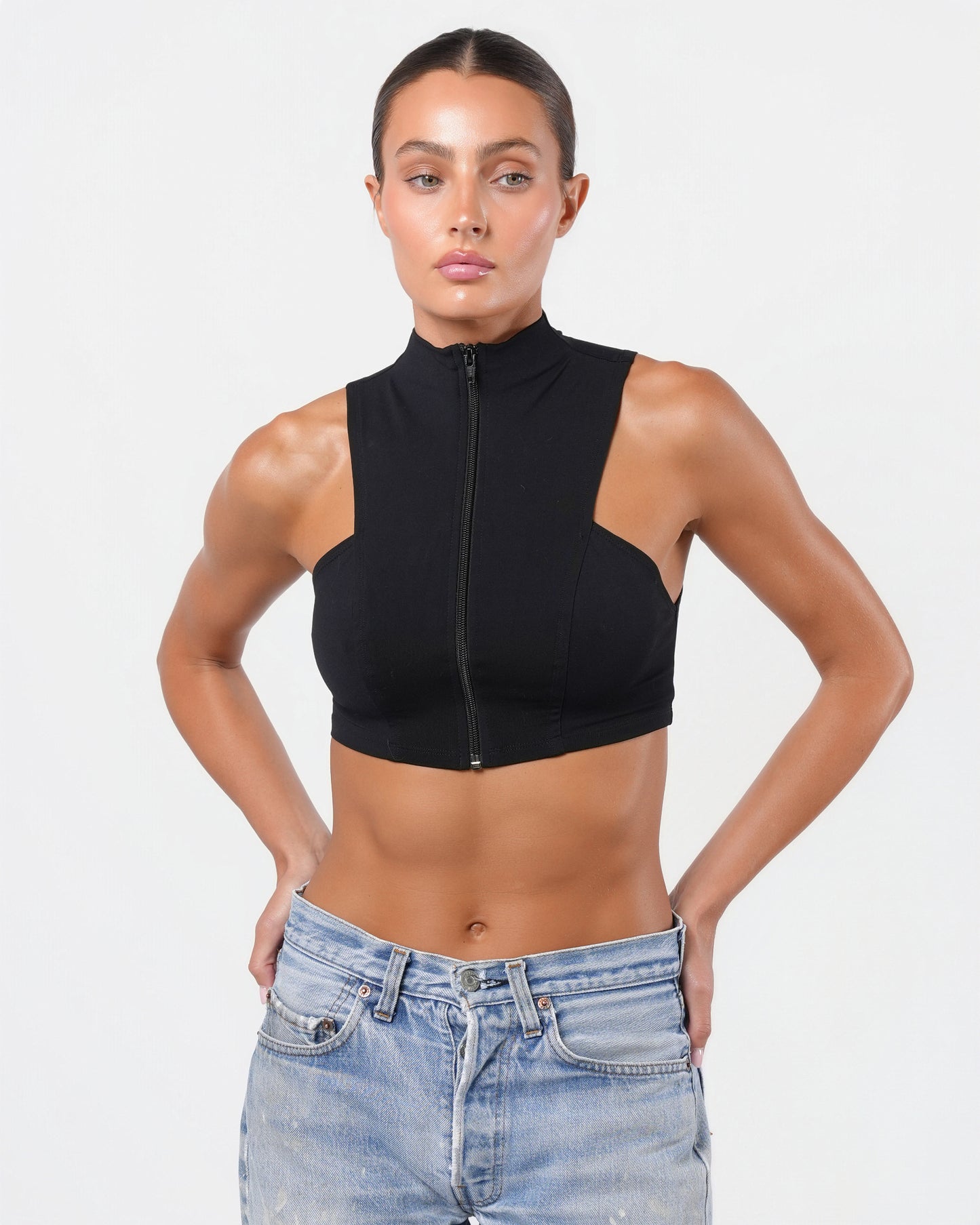 By Fayçal Amor Zip Up High Neck Top
