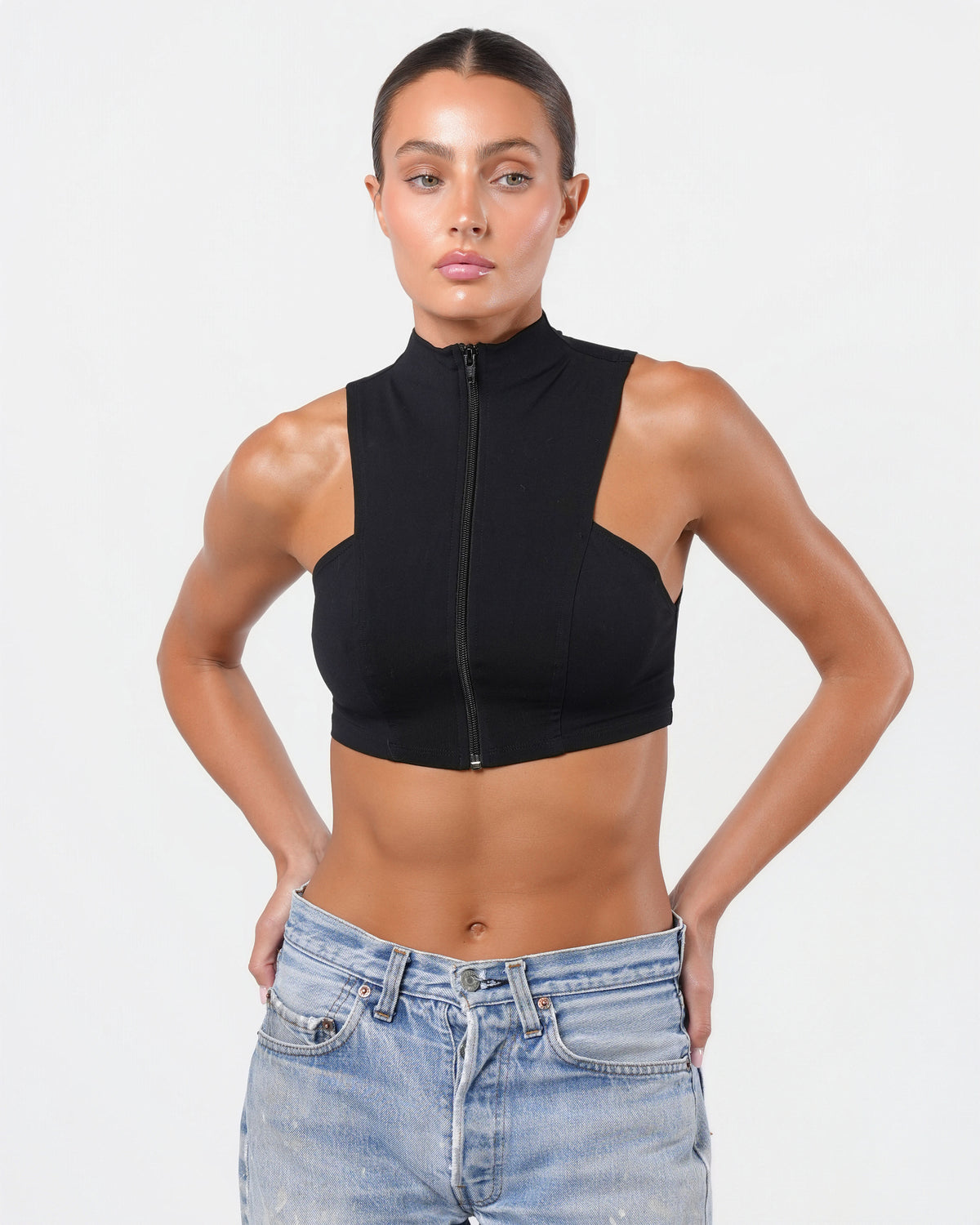 By Fayçal Amor Zip Up High Neck Top