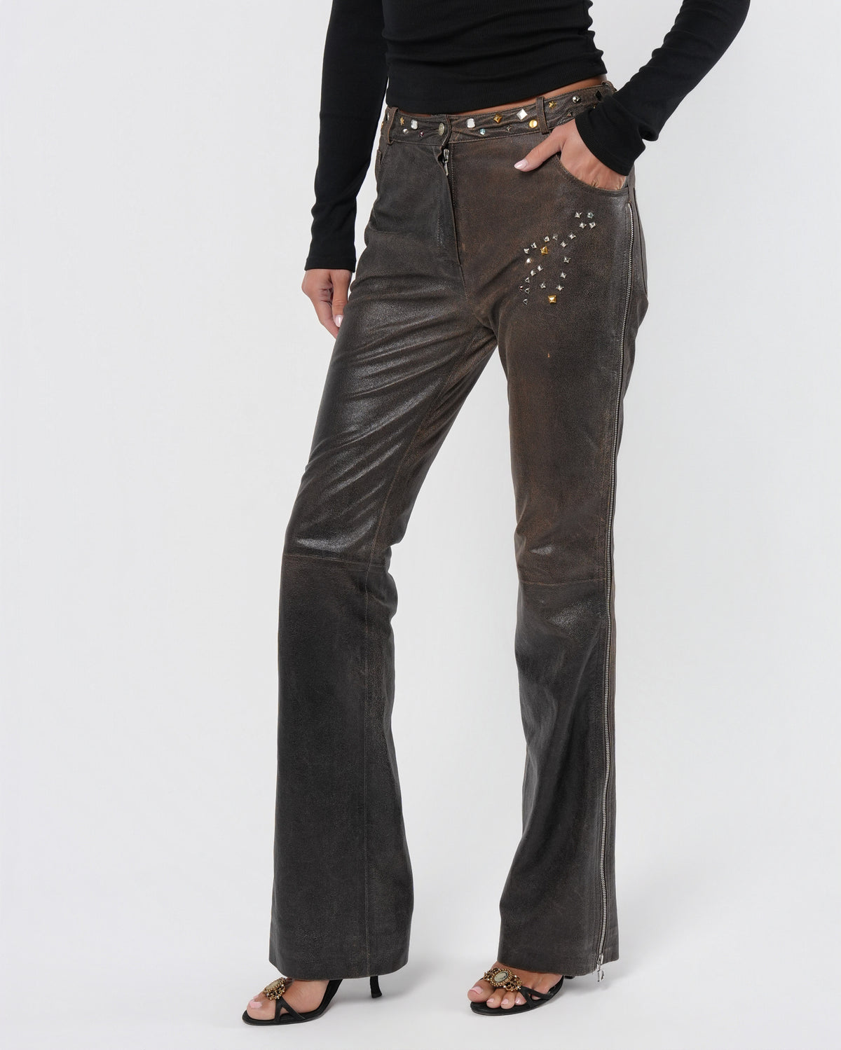 SS 2001 Embellished Leather Pants