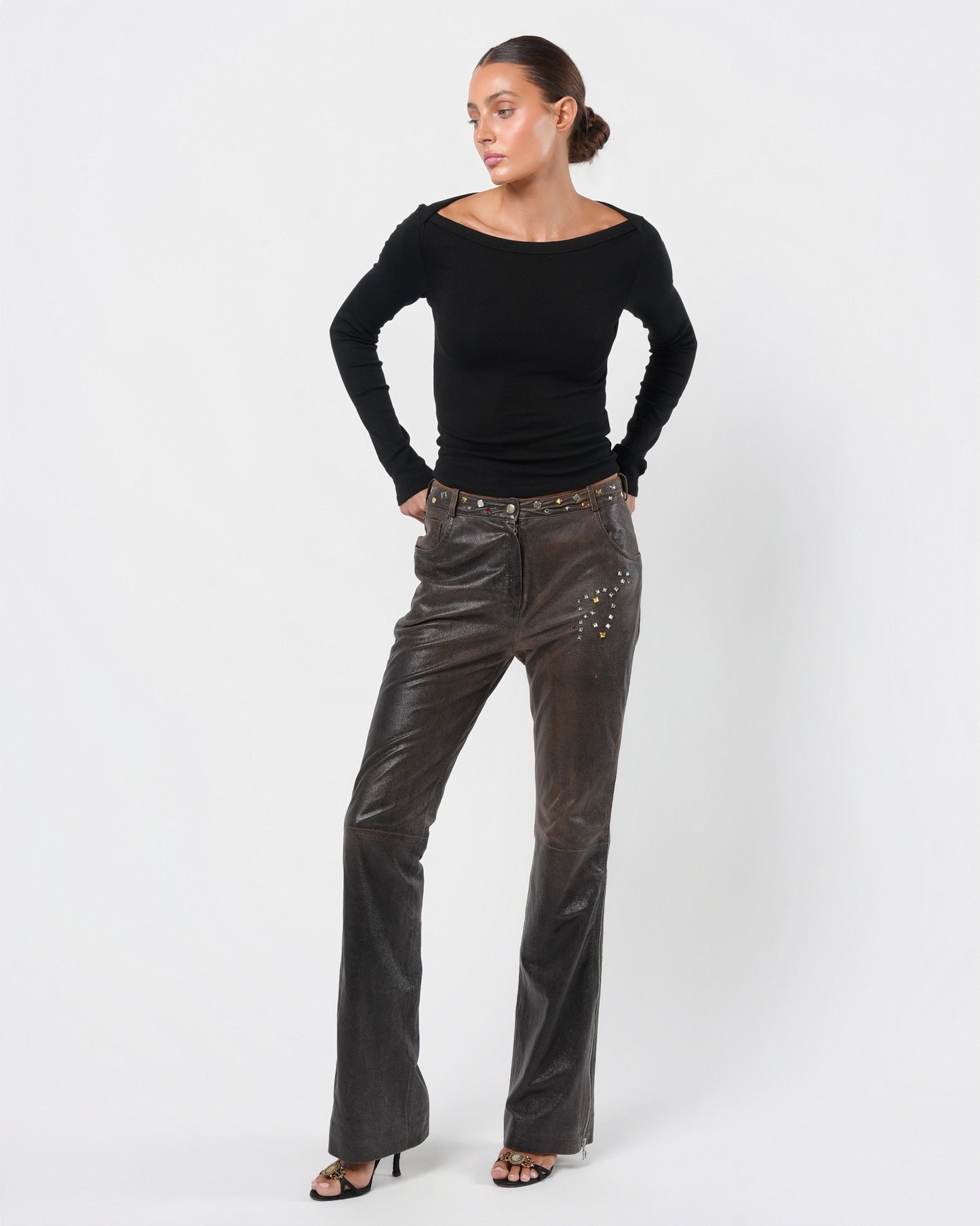 SS 2001 Embellished Leather Pants