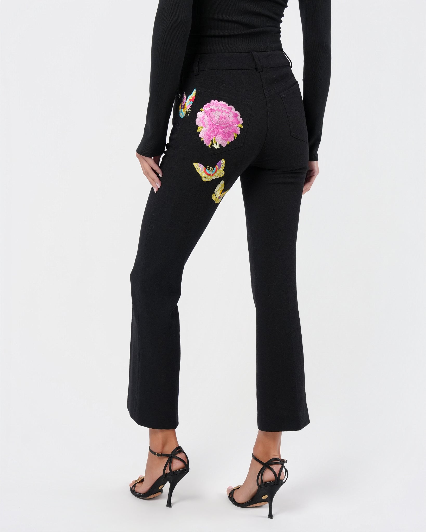 FW 2002 Flower And Butterfly Embroidered Pants – Justin Reed