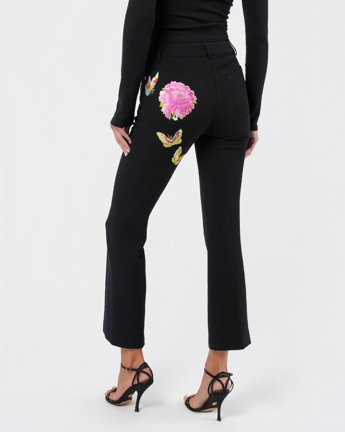 FW 2002 Flower And Butterfly Embroidered Pants