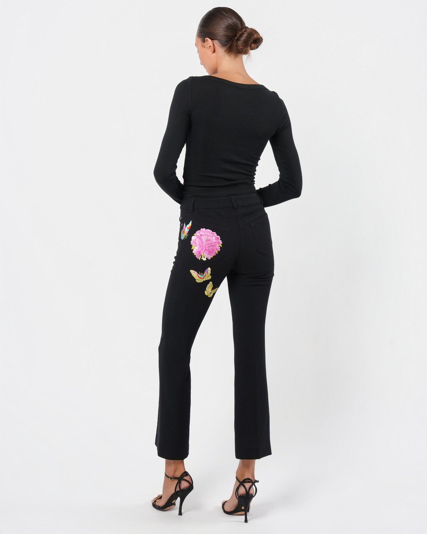 FW 2002 Flower And Butterfly Embroidered Pants