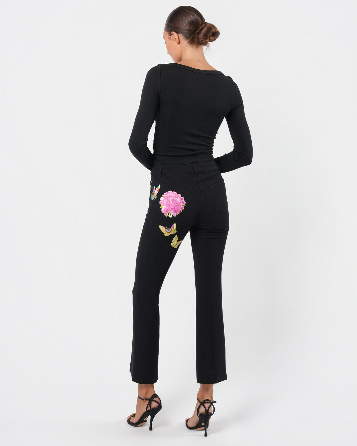FW 2002 Flower And Butterfly Embroidered Pants