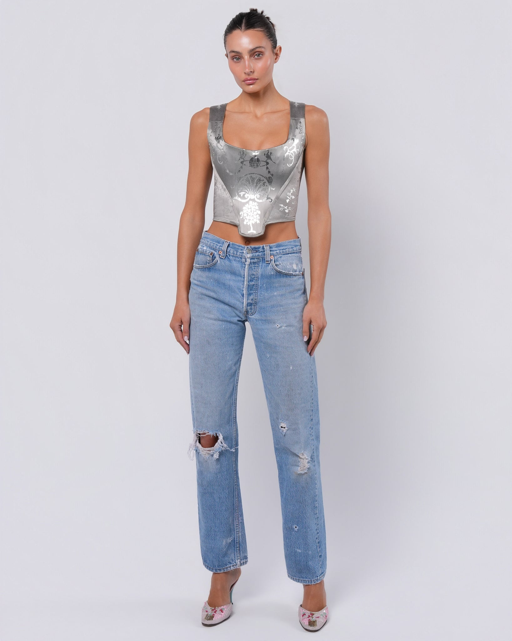 SS 1992 'Salon' Silver Encrusted Corset – Justin Reed