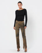 Low Rise 2000s Suede Laser Cut Pants